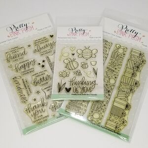 Pretty Pink Posh Clear Photopolymer Stamp Sets- LIKE NEW! Three Sets